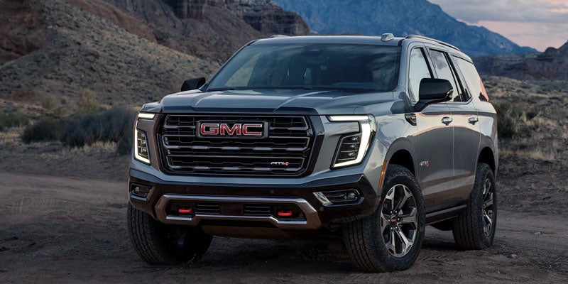2026 GMC Yukon trim lineup featuring Elevation, AT4, Denali, and Denali Ultimate models